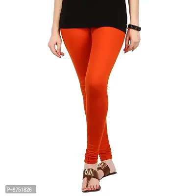 Fablab Cotton Lycra Churidar Leggings(FLCLCOMBO2PO,Pink, Orange,Free Size) Combo Pack of 2-thumb3