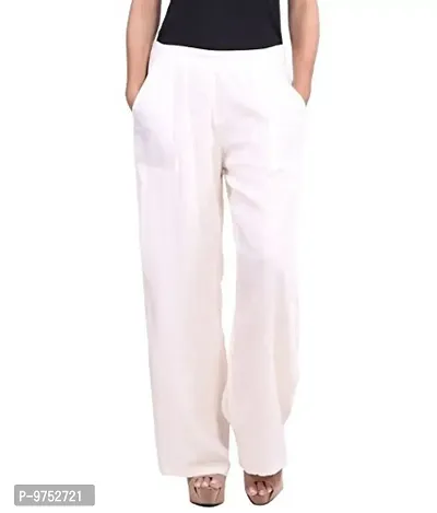 Fablab Women's Office Wears Pants Trousers for Formal use with 2 Side Pockets Combo Pack of 2. White