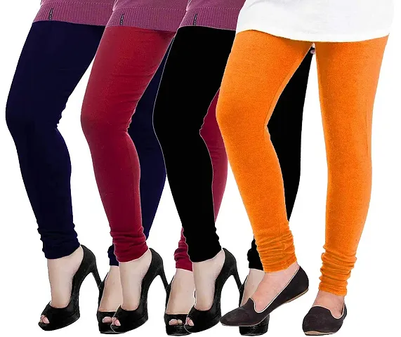 Fablab Women's Woolen Solid Warm Leggings for winter,Thermal bottom wear combo Pack of-4 (Free Size)