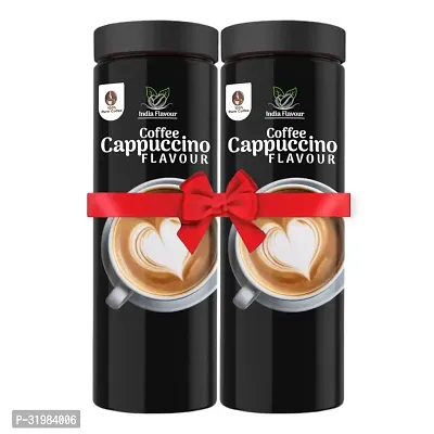 India Flavor Cappuccino Coffee , Creamy, Smooth Instant Coffee, Make 100 Cups, Coffee Combo Pack (100 Gram Each, Pack of 2)-thumb0