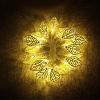 DECOVAA Premium Golden Metal Leaf String Light 14 Led for Decoration Lights LED Metal Leaves String Light for Wall Decoration for Diwali, Christmas, Wedding, Party, Home-thumb4