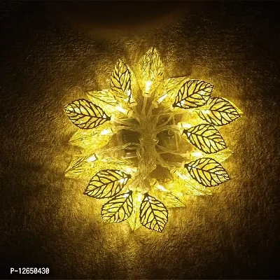 DECOVAA Premium Golden Metal Leaf String Light 14 Led for Decoration Lights LED Metal Leaves String Light for Wall Decoration for Diwali, Christmas, Wedding, Party, Home-thumb5