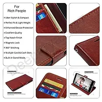 EYUVAA LABEL Leather Shockproof 360 Protection with Card Holder Magnetic Closure Flip Back Case Cover Stand for Xiaomi Note 7 (Brown)-thumb3