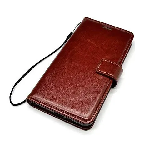 EYUVAA LABEL Leather Shockproof 360 Protection with Card Holder Magnetic Closure Flip Back Case Cover Stand for Xiaomi Note 7 (Brown)