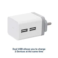 EYUVAA LABEL 2.4 A, ampere Dual Port Mobile USB Charger Adapter with 2 Pack Micro USB V8 Charging Data Cable for Cellular Phones (1.5 Meter, 2 A, ampere, White)-thumb2