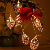 DECOVAA Premium Golden Metal Leaf String Light 14 Led for Decoration Lights LED Metal Leaves String Light for Wall Decoration for Diwali, Christmas, Wedding, Party, Home-thumb3