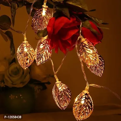 DECOVAA Premium Golden Metal Leaf String Light 14 Led for Decoration Lights LED Metal Leaves String Light for Wall Decoration for Diwali, Christmas, Wedding, Party, Home-thumb4