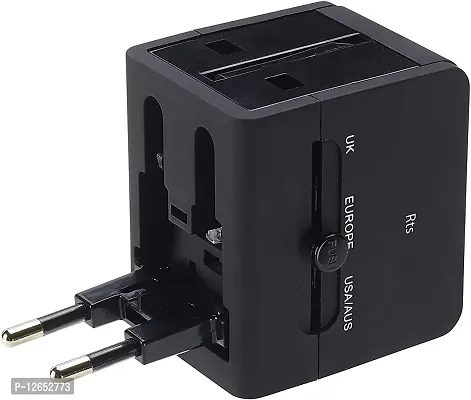 EYUVAA LABEL International Travel Adapter with Dual USB Charger Ports Worldwide Charger Power Plug for Mobile Phone, Laptop, Camera & Tablet Travelers to The US, Europe, UK & More (Black)-thumb3