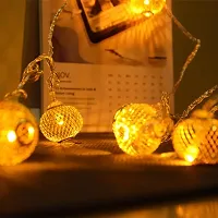 DECOVAA Golden Metal Ball String Lights for Home Decoration with 16 LED Plug-in Golden Moroccan Fairy Light for Diwali, Birthday,Wedding Decoration, Christmas (15 feet, Warm White)-thumb3