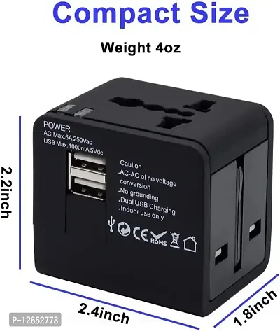 EYUVAA LABEL International Travel Adapter with Dual USB Charger Ports Worldwide Charger Power Plug for Mobile Phone, Laptop, Camera & Tablet Travelers to The US, Europe, UK & More (Black)-thumb5