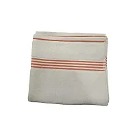 FABLICK Quick Dry 100% Cotton Checked 500 GSM Bath Towel,White Orange-thumb1