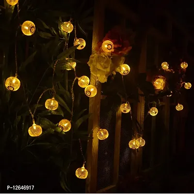 EYUVAA Lable 16 LED Premium Metal Ball String Light for Home Decoration, Golden Globe Fairy Lights for Diwali Decoration Bedroom Decoration Birthday Celeberation Wedding Decoration (15 feet)-thumb4