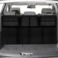 EYUVAA LABEL Tetron Polyster Car Trunk Organizer, Backseat Hanging Car Dikki Organizer with 8 Close Pockets, 4 Net Pockets, Super Capacity Organizer for Daily Car Necessities for all SUVs, Van, Hatchback Cars (Black)-thumb4