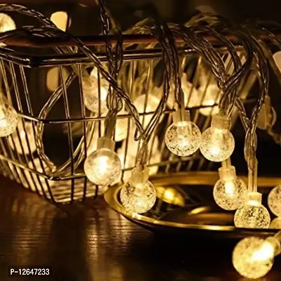 DECOVAA Decorative Crystal Ball String Lights with 14 Led Bulb  4 Meter Long Light for Diwali Christmas New Year Home Decoration Fairy Lights (Warm White)-thumb0