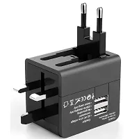 EYUVAA LABEL International Travel Adapter with Dual USB Charger Ports Worldwide Charger Power Plug for Mobile Phone, Laptop, Camera & Tablet Travelers to The US, Europe, UK & More (Black)-thumb1