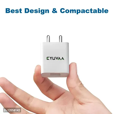 EYUVAA LABEL Dual Port 12W Power Charger Adapter with 1M Type C Fast Charging Cable Wall Charger and Data Transfer USB Cable Compatible with Android Smartphone and Other Compatible Device (White)-thumb2