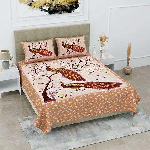 Attractive Printed Cotton Double Bedsheets (83*94 Inch)