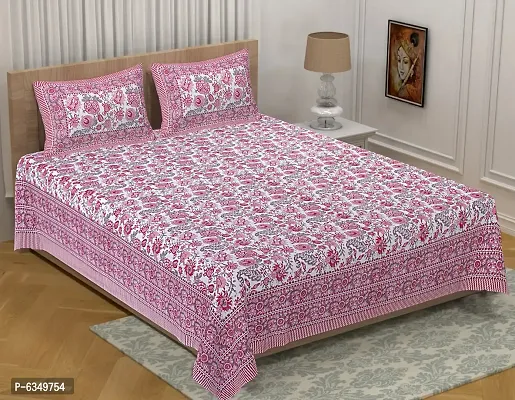 Comfortable Cotton Floral King Size Bedsheet With Two Pillow Covers