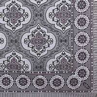 Cotton Fabric Rangoli Design Floral Print King Size Bedsheet With Two Pillow Cover(Grey 90 into 108)-thumb2