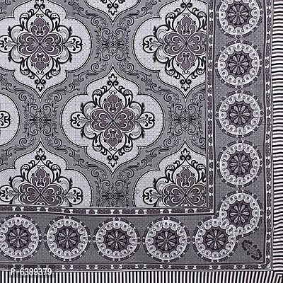 Cotton Fabric Rangoli Design Floral Print King Size Bedsheet With Two Pillow Cover(Grey 90 into 108)-thumb3