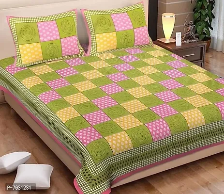 Stunning Pink Cotton Printed Double Bedsheet With Pillow Covers