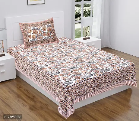 Comfortable Cotton Floral Single Bedsheet with One Pillow Cover