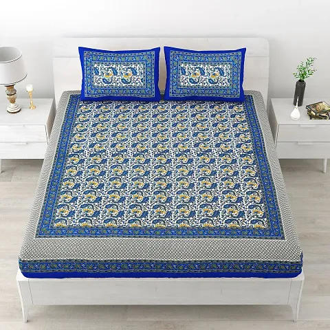 Cotton Printed 1 Double Bedsheet With 2 Pillow Covers