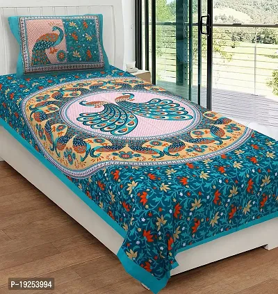 Comfortable Cotton Floral Bedsheet with One Pillow Cover