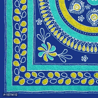 Classic Cotton Uttsav Design Rangoli Printed Double Bedheet With 2 Pillow Cove(90 X 100, Blue)-thumb3
