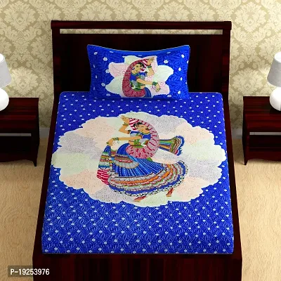 Comfortable Cotton Printed Bedsheet with One Pillow Cover-thumb2