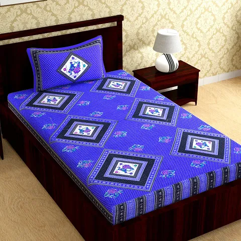 Cotton Printed Single Bedsheets with One Pillow Cover