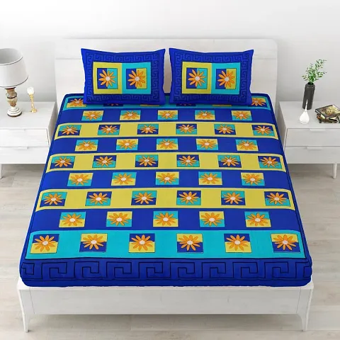 Cotton Printed Double Bedsheets With 2 Pillow Covers