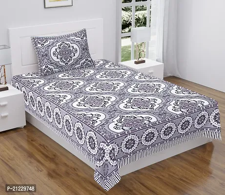 Stylish Cotton Printed Single Bedsheet with pillow Cover