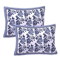 Beautiful Blue Cotton Double Bedsheet With 2 Pillow Covers-thumb1