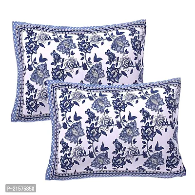 Beautiful Blue Cotton Double Bedsheet With 2 Pillow Covers-thumb2