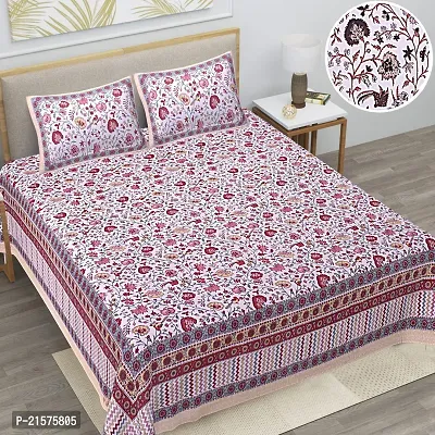 Beautiful Pink Cotton King Bedsheet With 2 Pillow Covers-thumb0