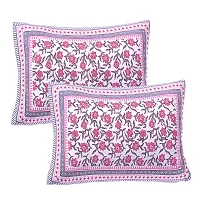 Beautiful Pink Cotton Double Bedsheet With 2 Pillow Covers-thumb1