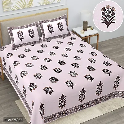 Beautiful Grey Cotton King Bedsheet With 2 Pillow Covers