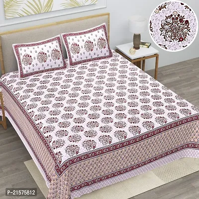 Beautiful Red Cotton King Bedsheet With 2 Pillow Covers