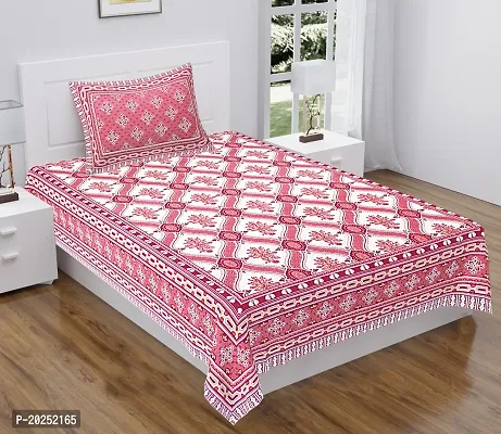 Comfortable Cotton Floral Single Bedsheet with One Pillow Cover