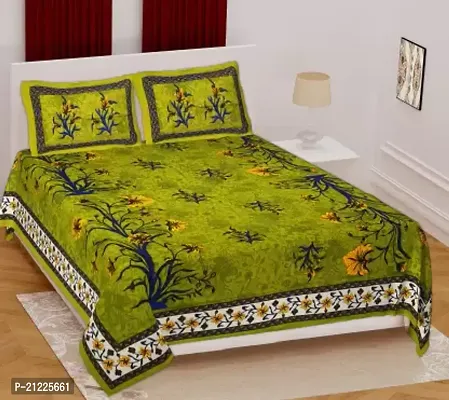 Comfortable Cotton Floral Double Bedsheet with Two Pillow Covers