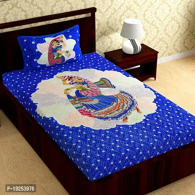 Comfortable Cotton Printed Bedsheet with One Pillow Cover-thumb0