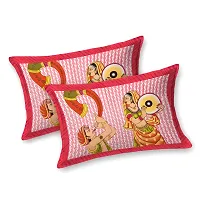 Classic Cotton Dhol Design Cartoon Printed Double Bedheet With 2 Pillow Cove(90 X 100, Red)-thumb1