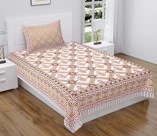 Printed Cotton Single Bedsheet with 1 Pillow Cover