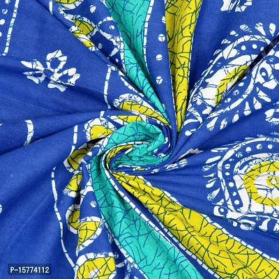 Classic Cotton Uttsav Design Rangoli Printed Double Bedheet With 2 Pillow Cove(90 X 100, Blue)-thumb4