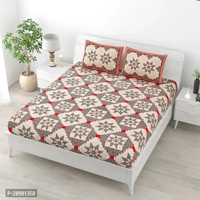 Stylish Cotton Fabric Floral Booti  Printed Double Bedsheet With Two Pillow Cover