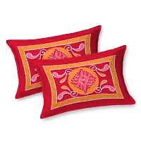 Classic Cotton Traditional Design Rangoli Printed Double Bedheet With 2 Pillow Cove(90 X 100, Red)-thumb1