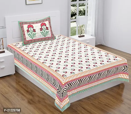 Stylish Cotton Printed Single Bedsheet with pillow Cover
