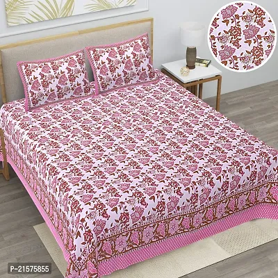 Beautiful Pink Cotton Double Bedsheet With 2 Pillow Covers