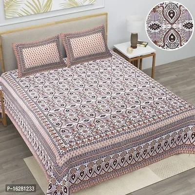 Stylish Cotton Fabric Heritage Design Jaipuri Printed King Size Bedsheet with pillow Cover